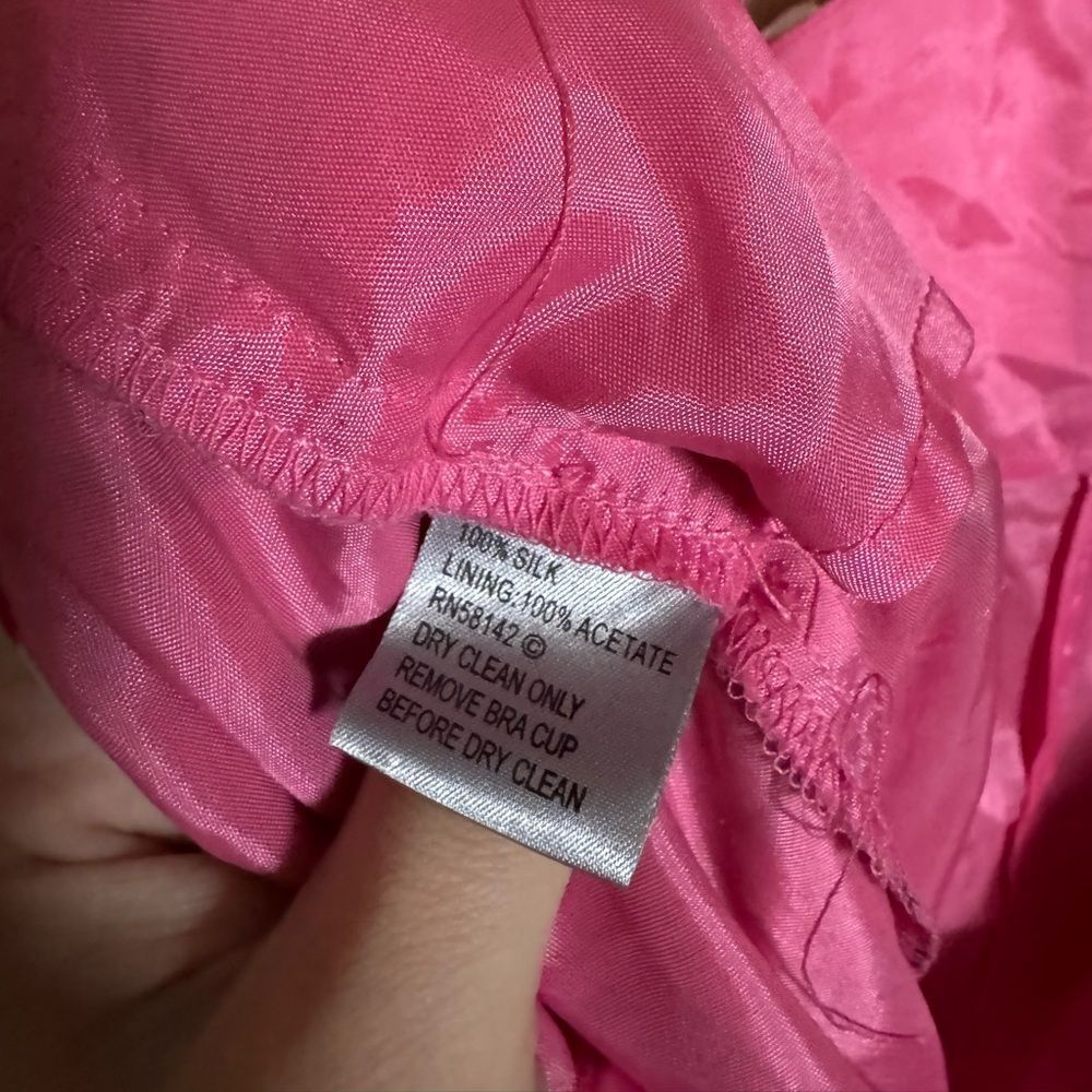 Vintage Y2K Muse Asymmetrical Draped Floral Silk Halter Midi Dress Sz 6 Pink - Picture 6 of 7